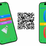 badmintho multiplayer view, download QR and iphone game view