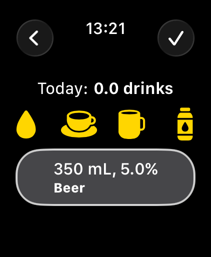 slotho on Apple Watch logging a drink